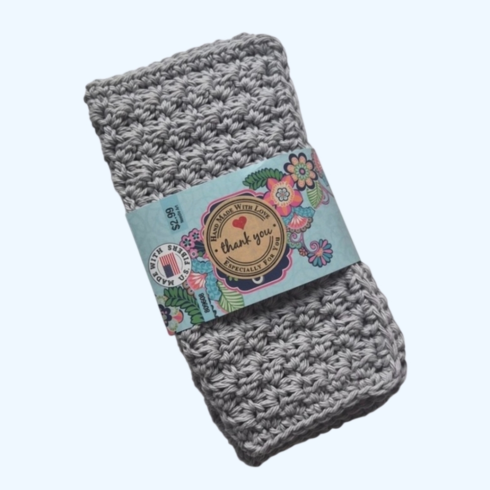 Handmade Cotton Dish Wash Cloth Set of 2-Light Gray